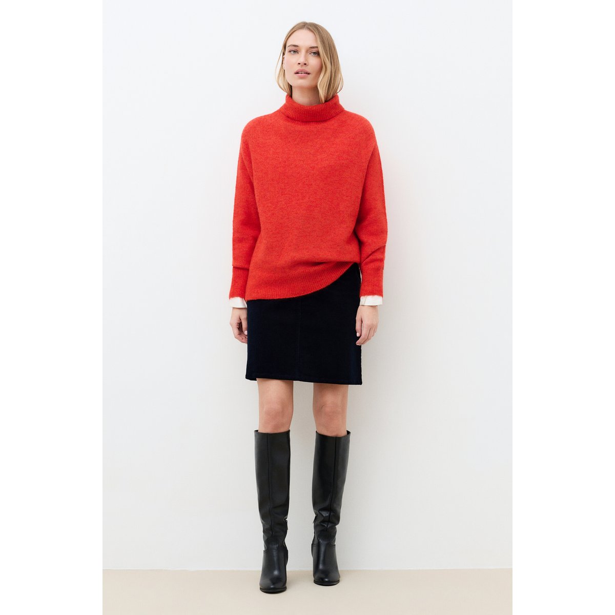 Pull droit col roulé MGEMMA orange, CAROLL