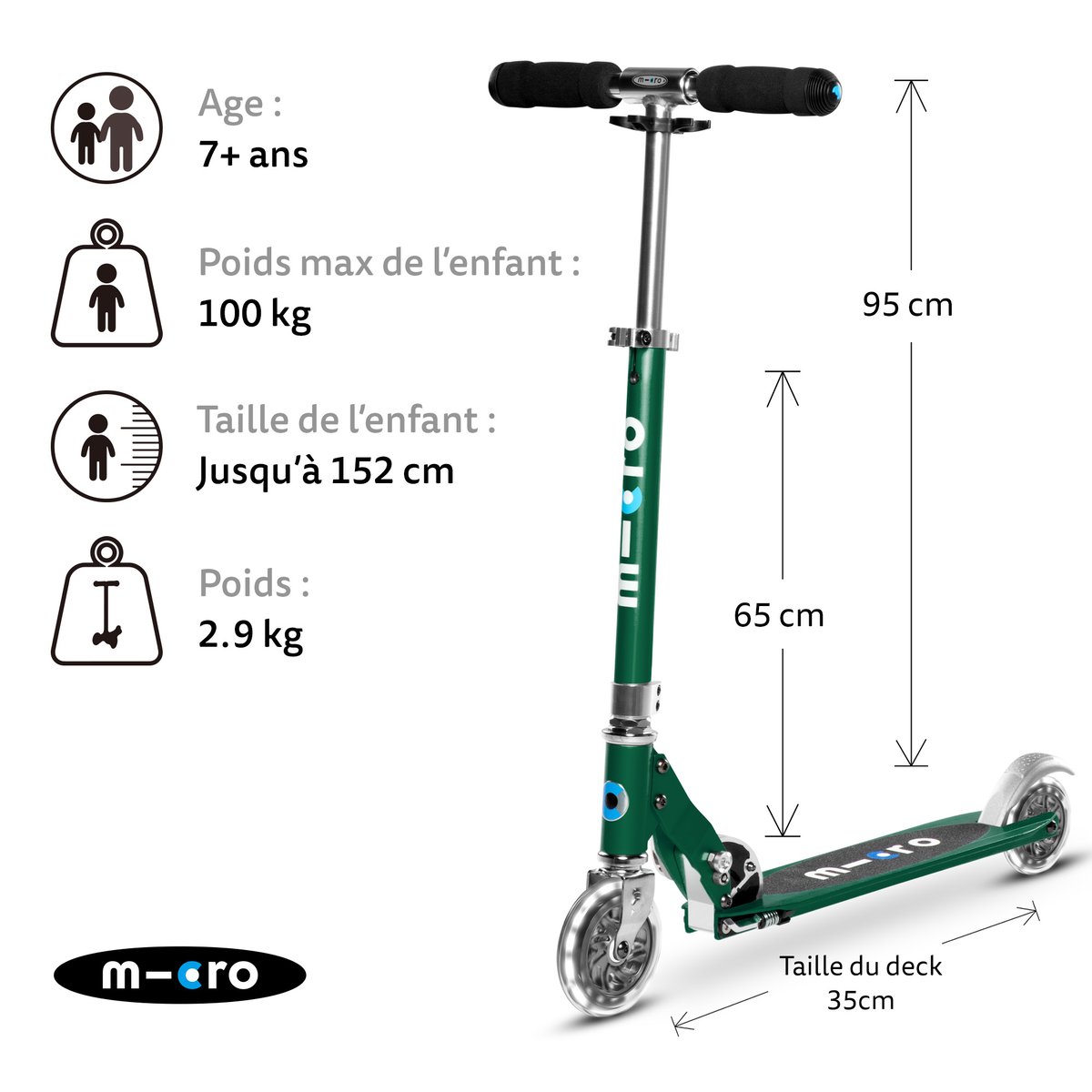 Micro Sprite LED - vert sapin, MICRO MOBILITY