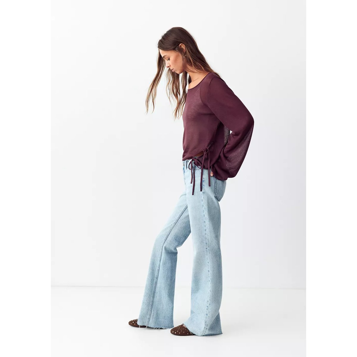 Jean low waist flare bleu moyen, MANGO TEEN