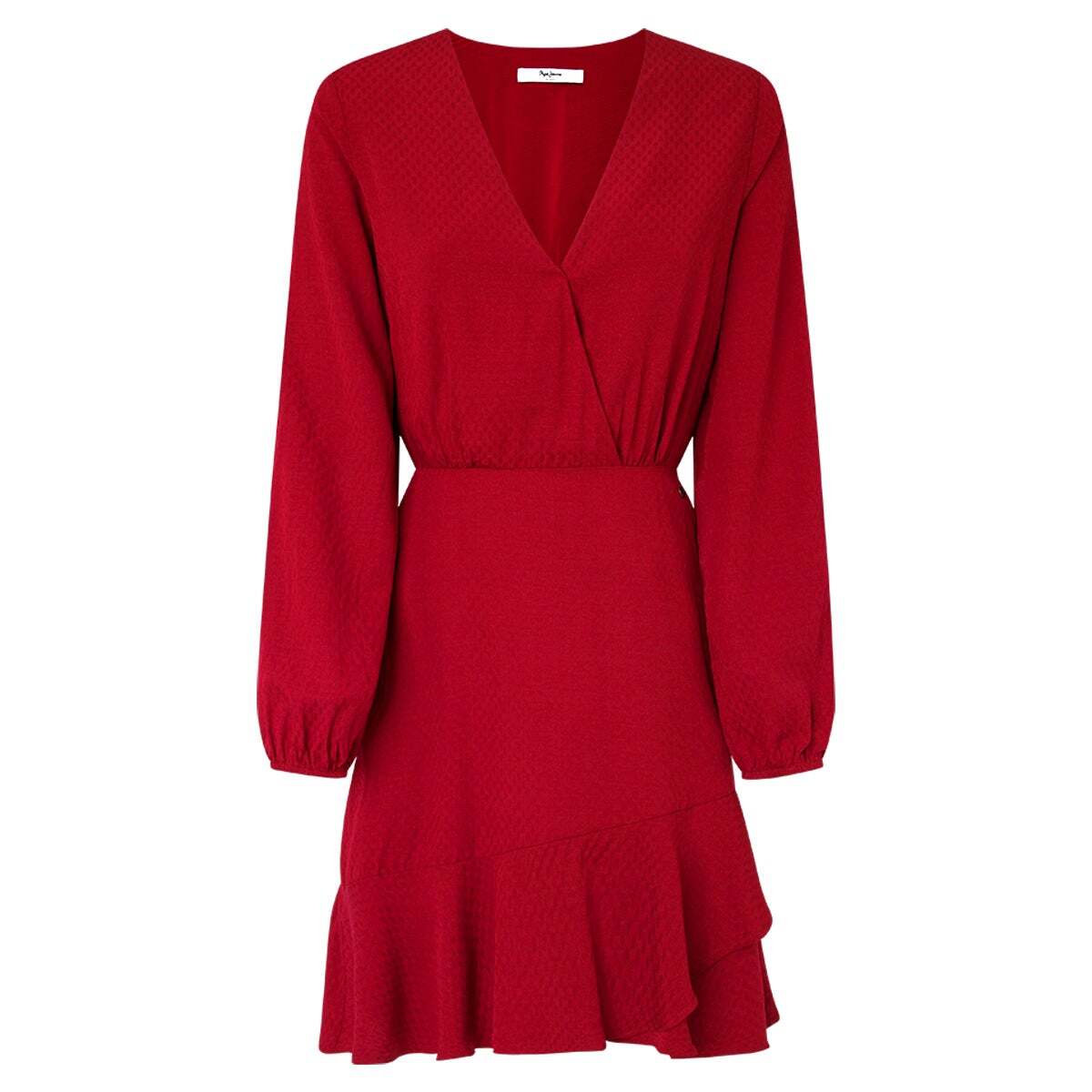 Robe Courte À Col V rouge brûlé, PEPE JEANS