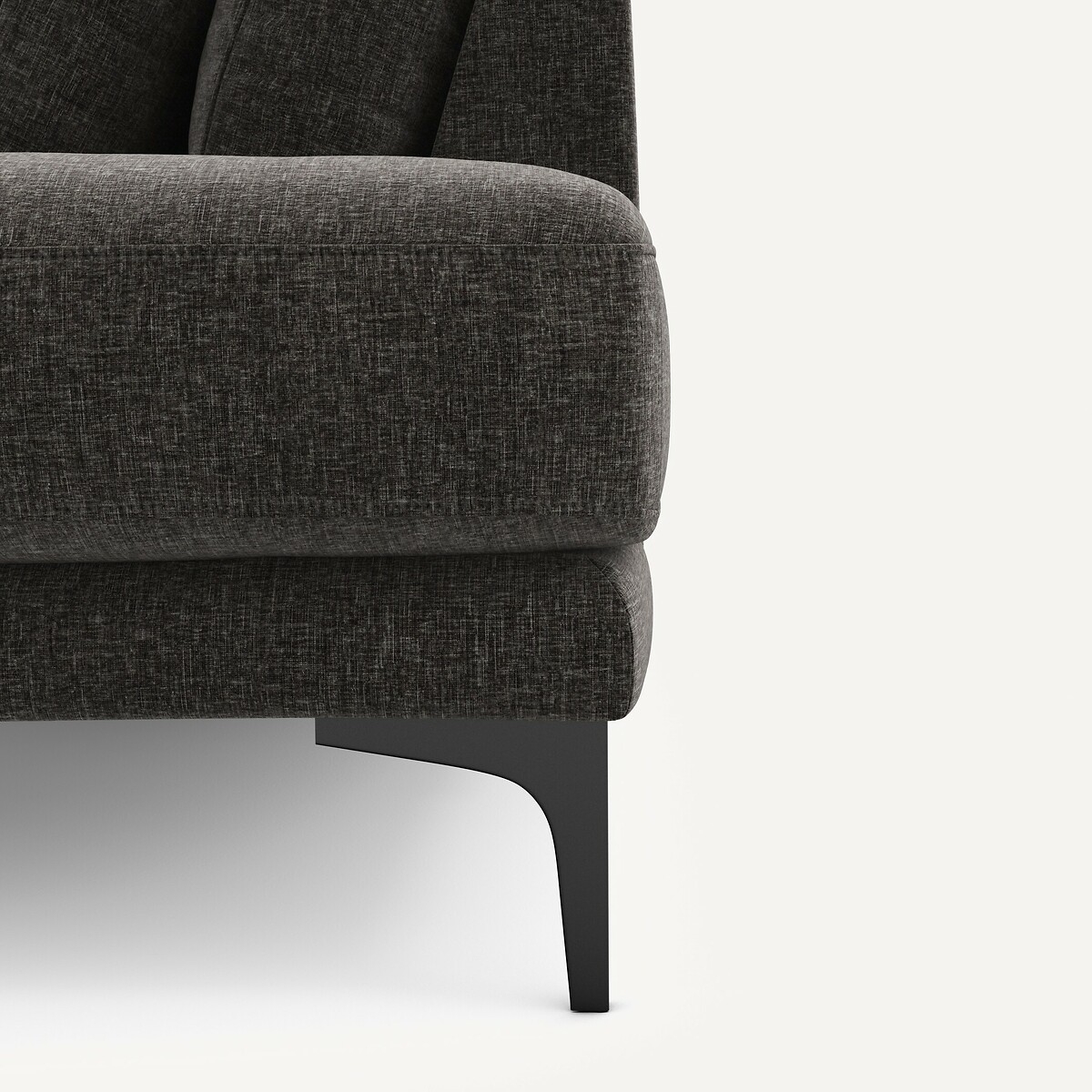 Sofa mit geschlossener rechter Ecke aus Chenille-Velours, Marsile basalt, AM.PM