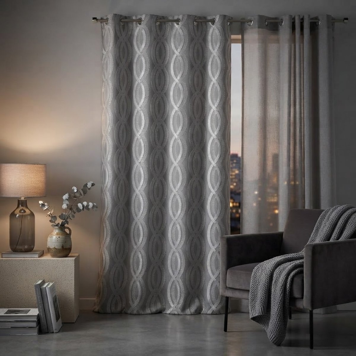 Rideau a oeillets Miriade gris, EDEN