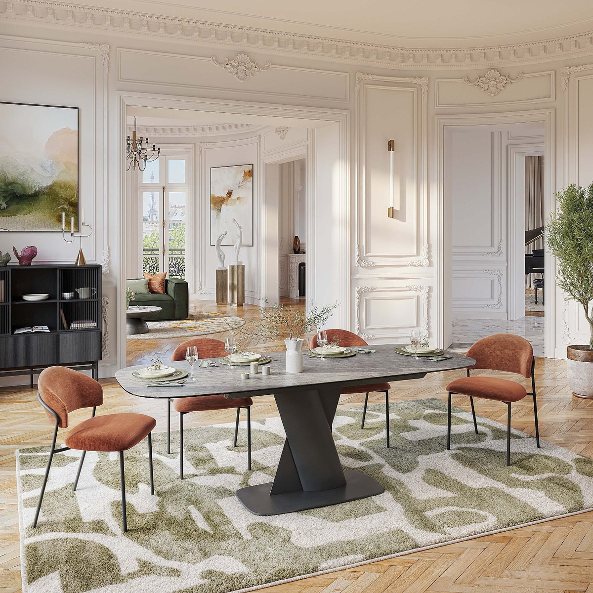 Table à manger céramique PERAMA gris anthracite, HABITAT