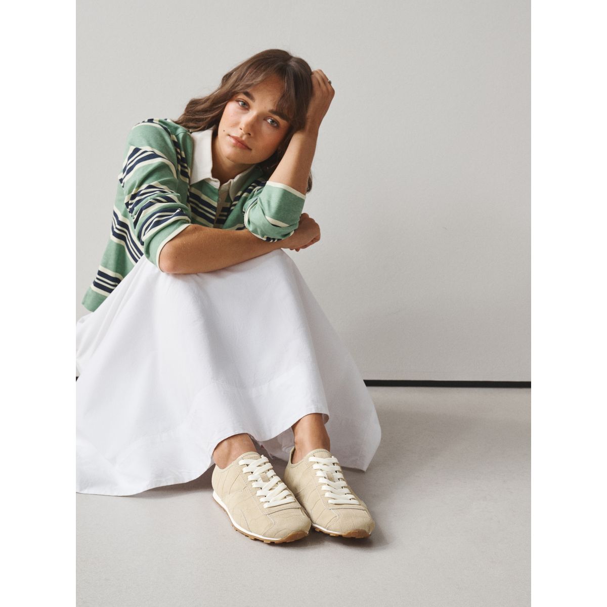 Baskets fines en cuir forever comfort® naturel, NEXT