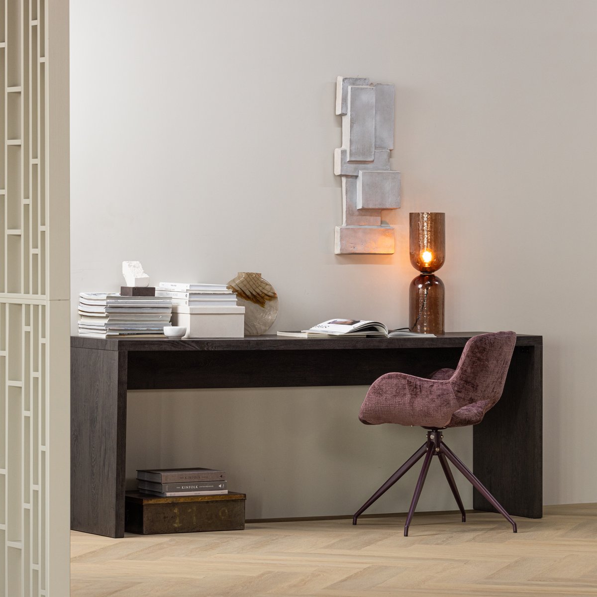 Lot de 2 chaises de table en velours ELIVA violet, WOOOD
