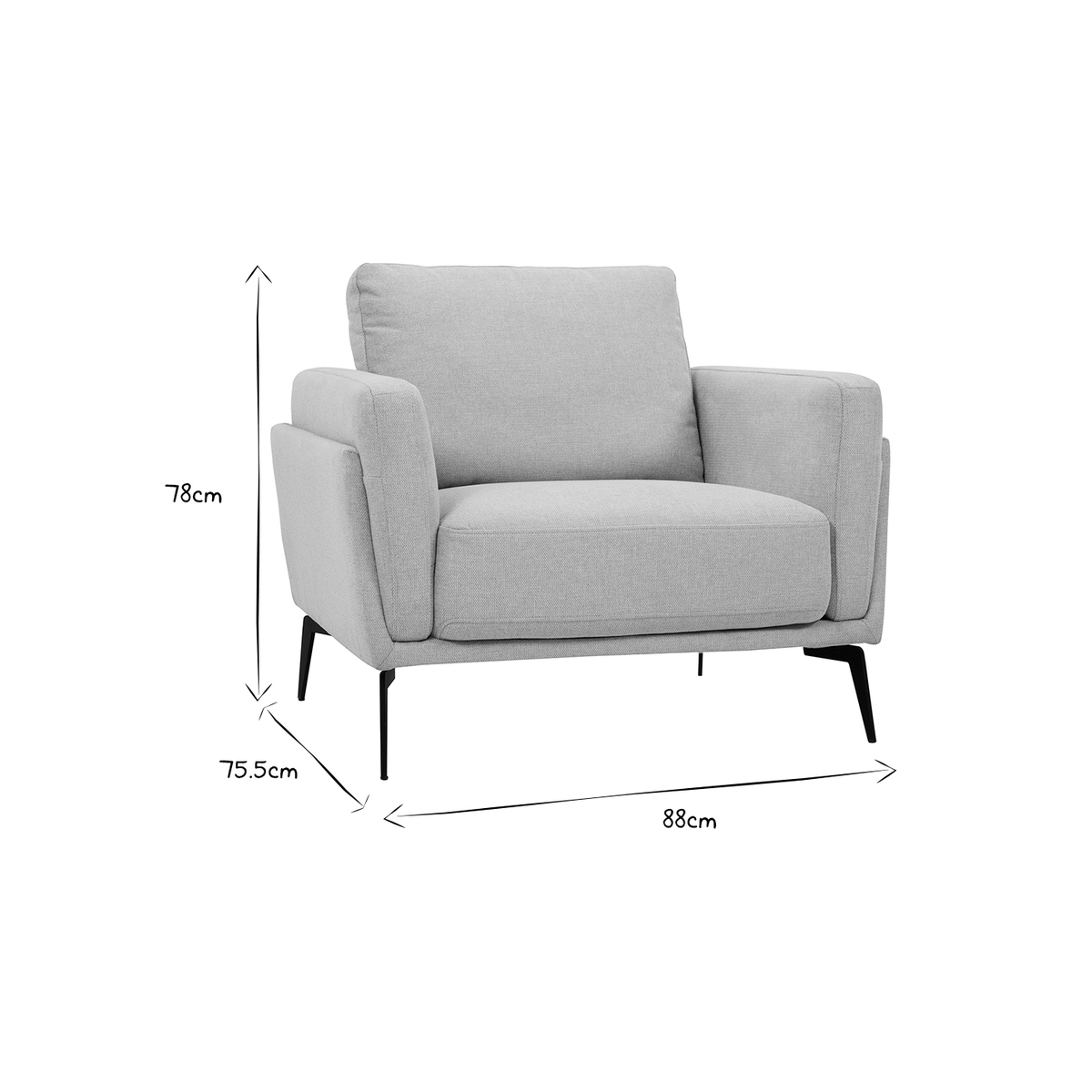 Fauteuil design pieds en métal MOSCO bleu grisé, MILIBOO
