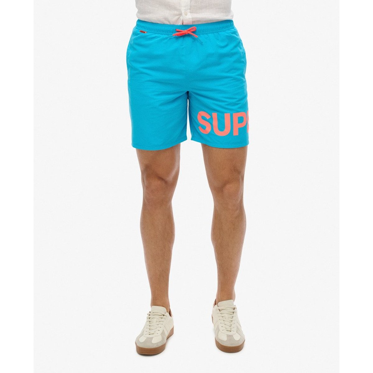 Short de bain à motif longueur 43 cm bleu hawaï, SUPERDRY