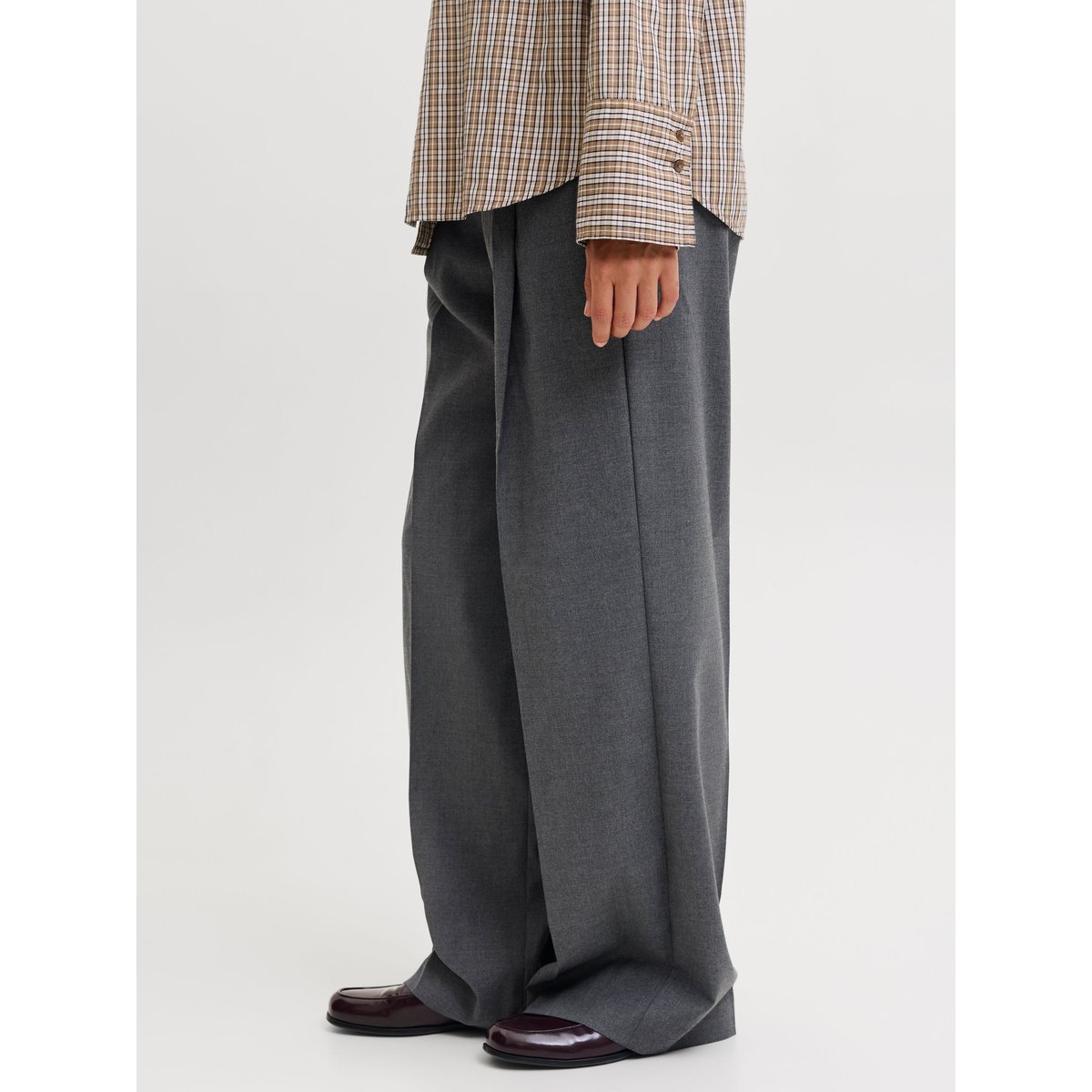 Pantalon À Jambe Large dark grey melange 1, JJXX