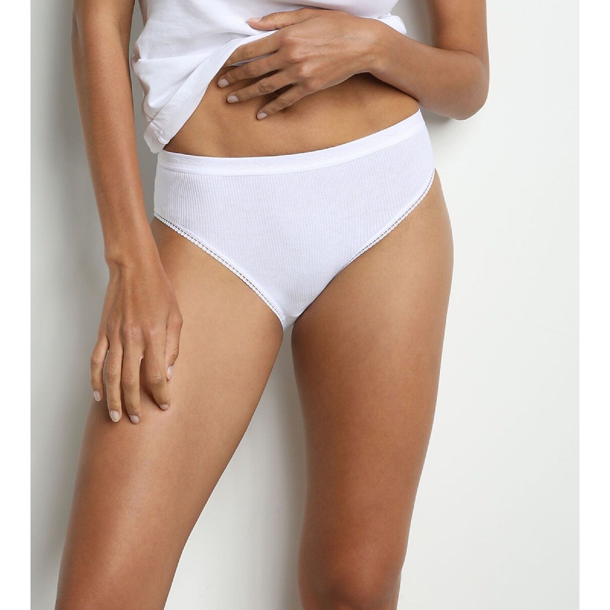 Lot de 2+1 gratuit slips midi Pur Coton blanc + blanc + blanc, DIM
