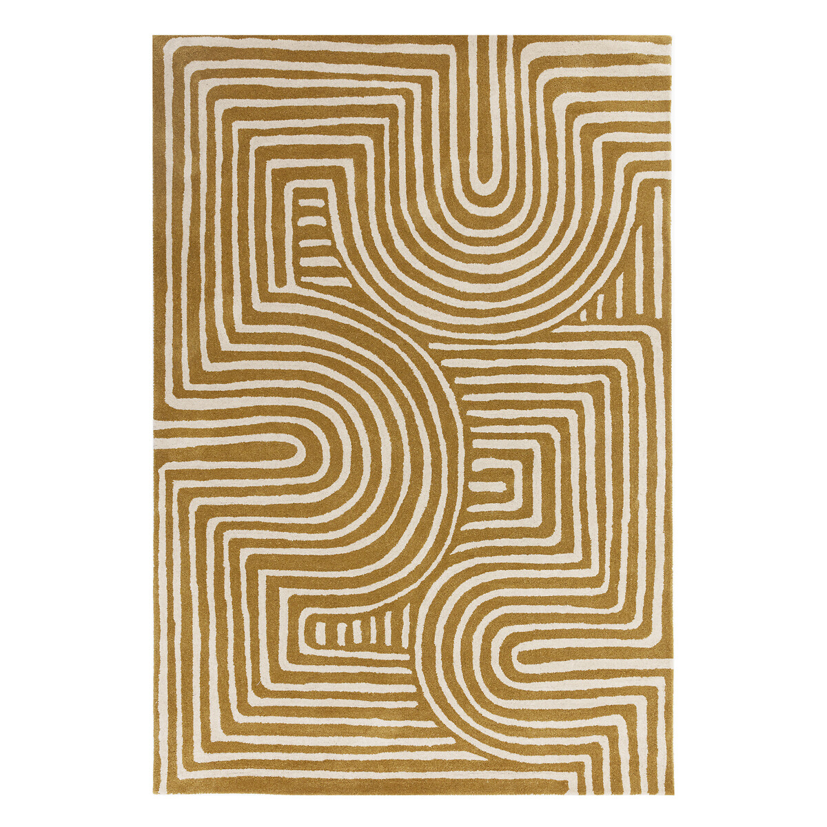 Curve Abstract Rug in 100% Wool ochre, ÉDITÉ