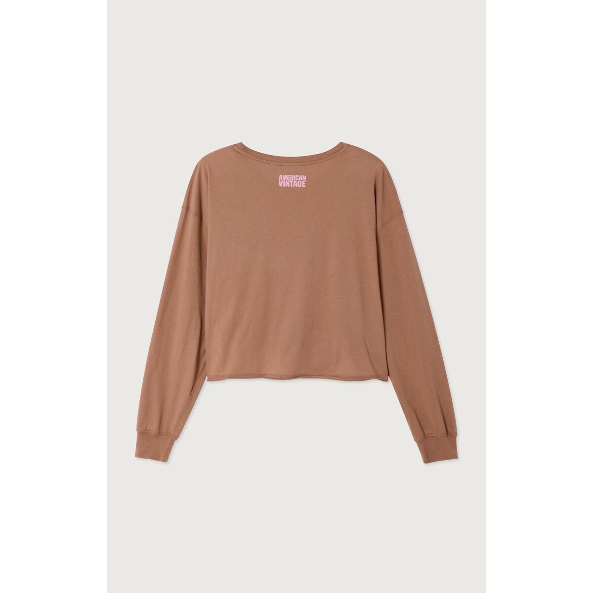 T-shirt manches longues col rond, APOLY chocolat, AMERICAN VINTAGE