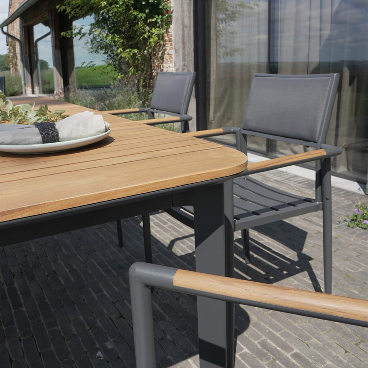 Ensemble teck massif alu PIANA anthracite, WILSA GARDEN