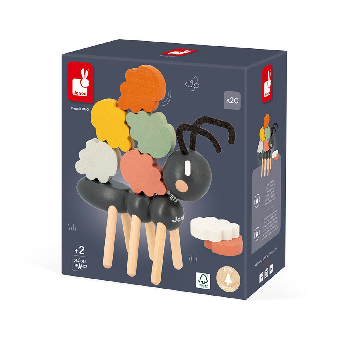 Jeu D'équilibre En Bois Fourmi, Jouet D'éveil multicolore, JANOD