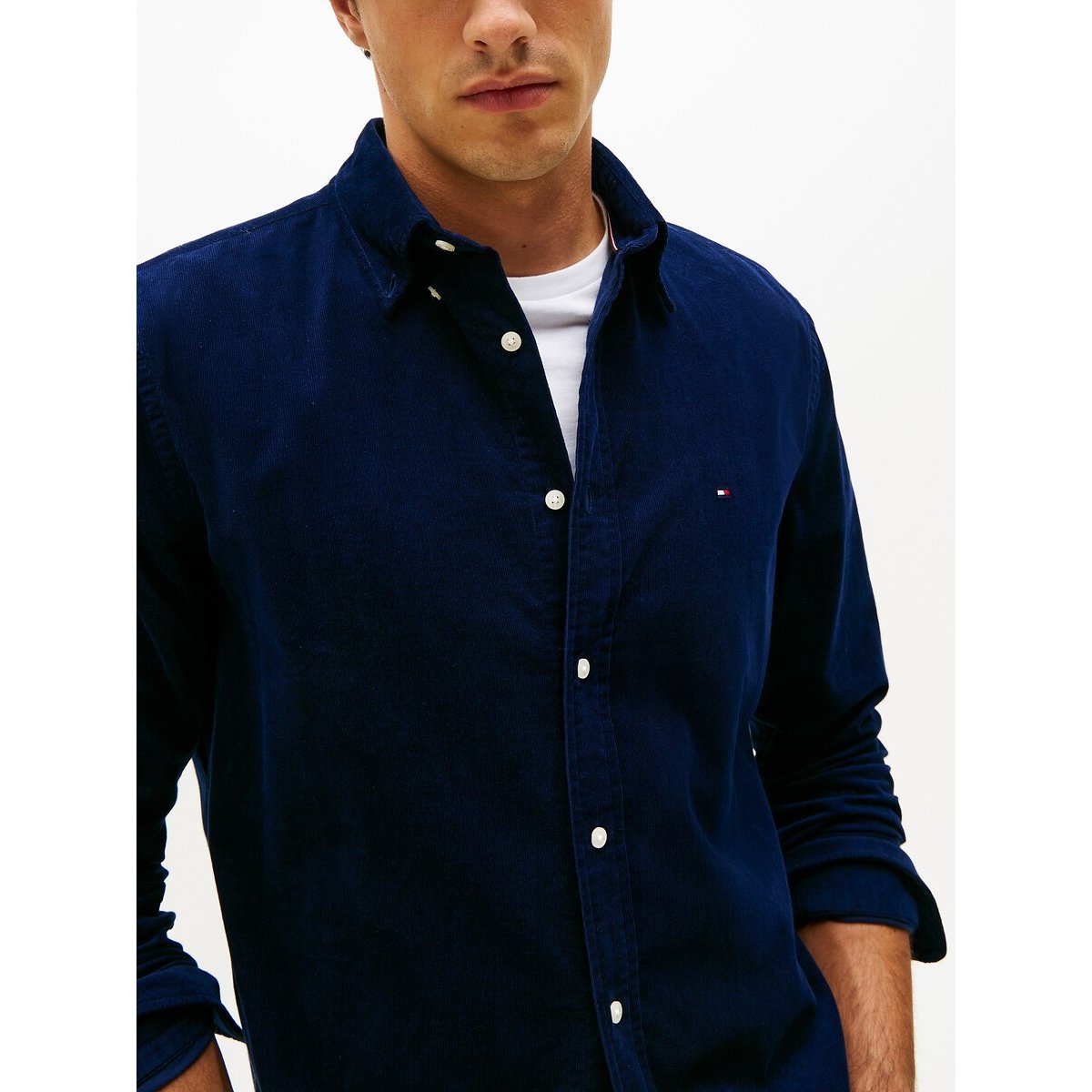 Corduroy Long Sleeve Shirt navy blue, TOMMY HILFIGER