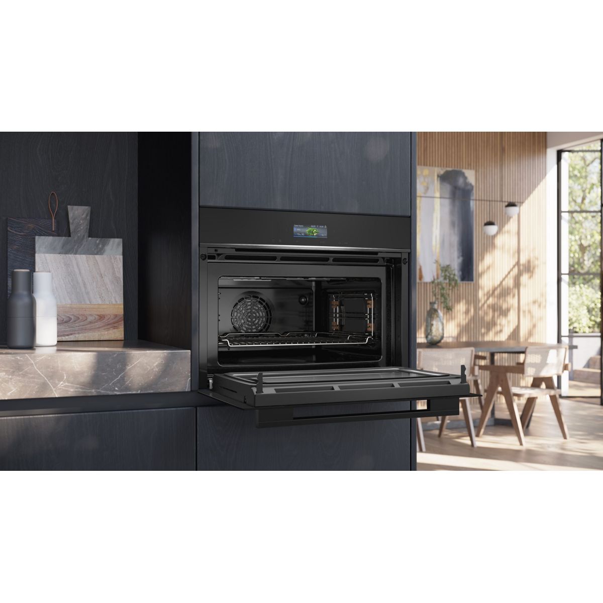 Four encastrable CM724G1B1 iQ700 - Compact 45cm, Combiné Micro-ondes, Nettoyage HumidClean, Wifi couleur unique, SIEMENS