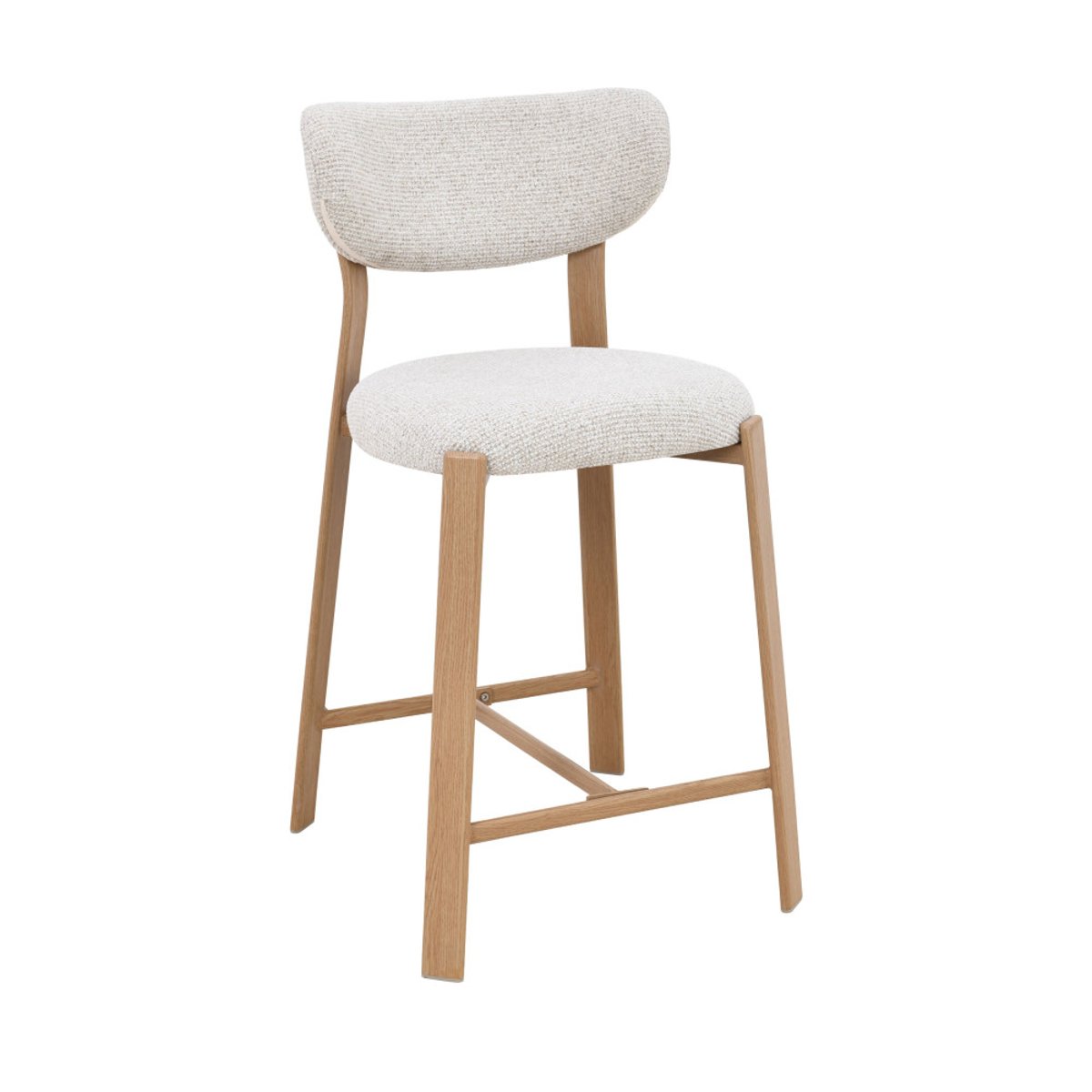 Lot de 2 chaises de bar en tissu piètement effet bois clair H65cm- LUNARA beige chiné, DRAWER