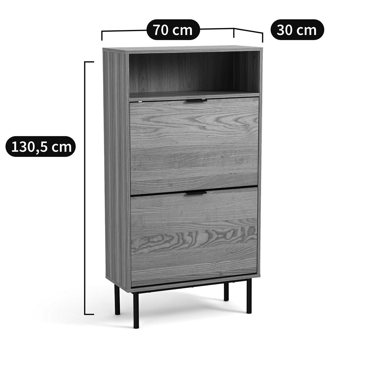 Armoire à chaussures 2 portes, Jarta bois/métal, LA REDOUTE INTERIEURS