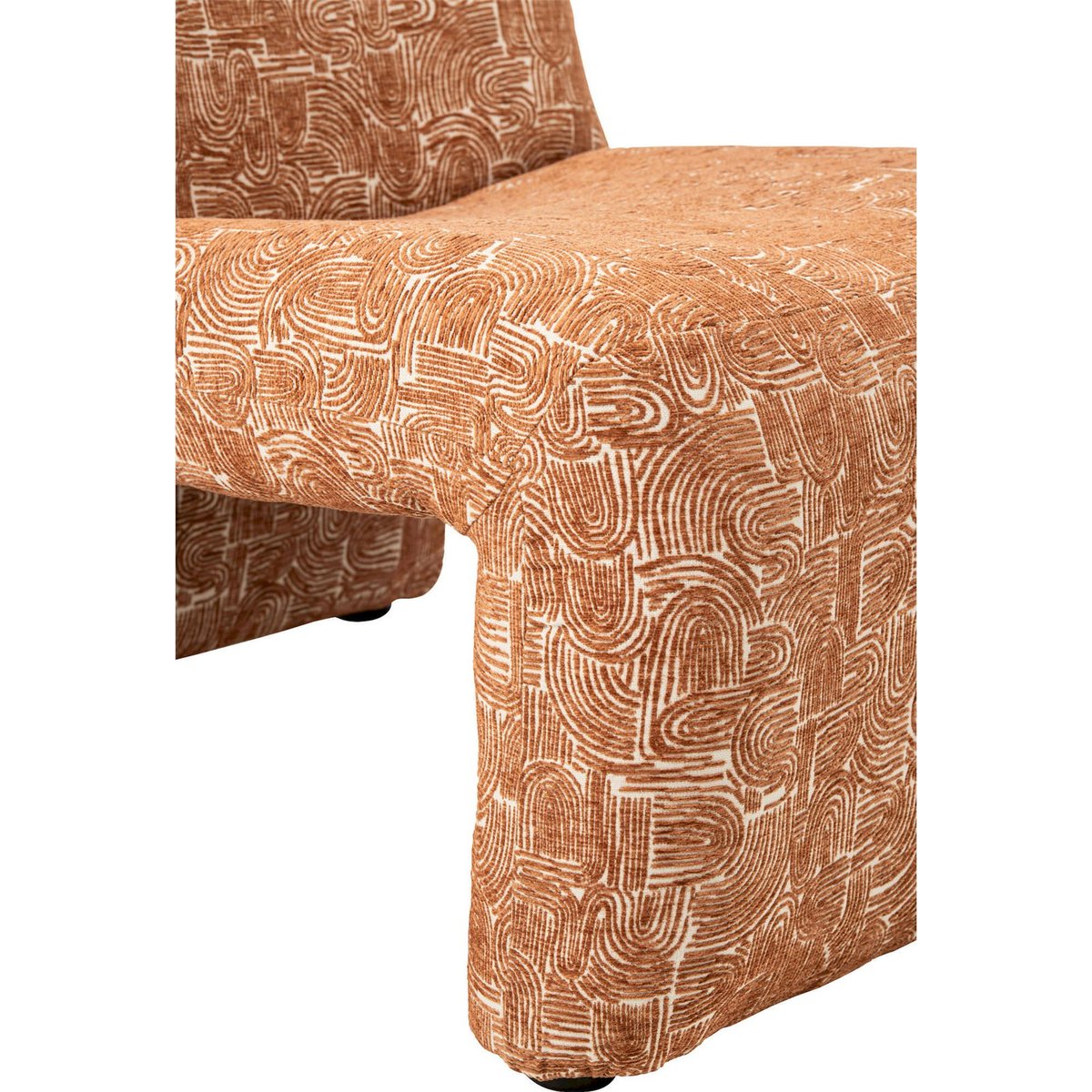 Chaise longue en tissu motif rétro rouille, RECOLLECTION