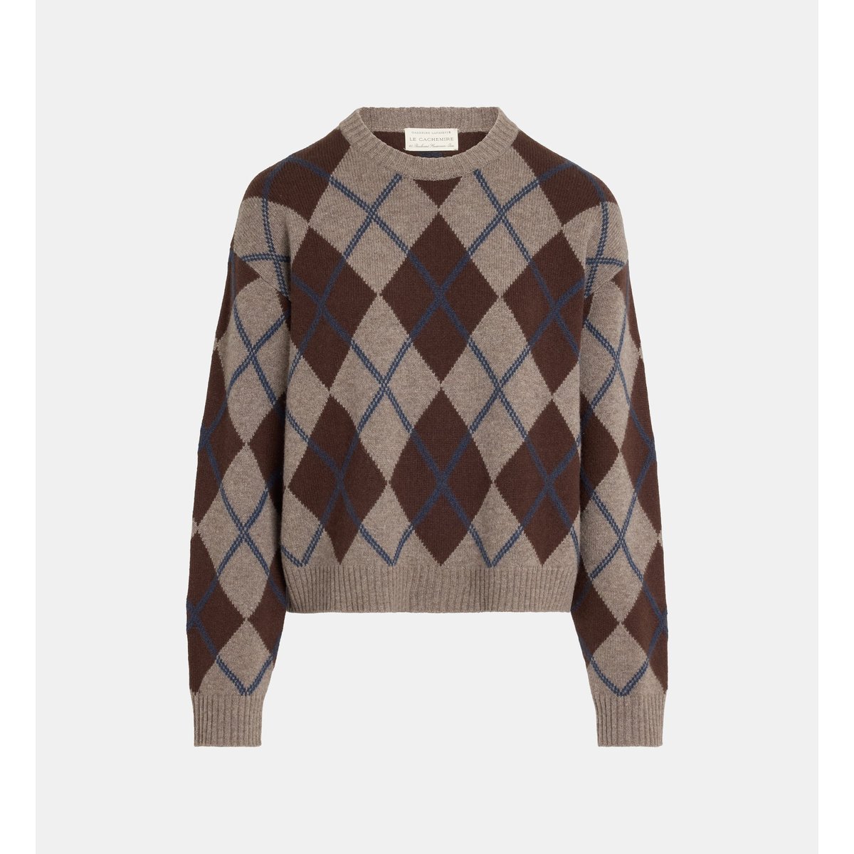 Pull droit firth losanges cachemire taupe, GALERIES LAFAYETTE