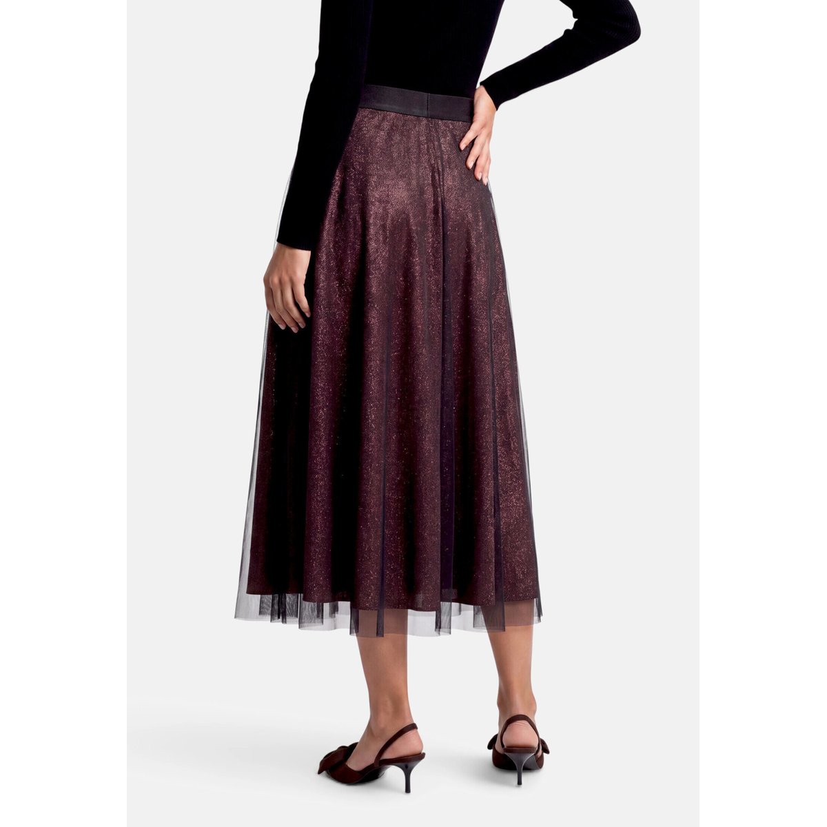 Jupe en tulle à taille élastique black/brown, ZERO