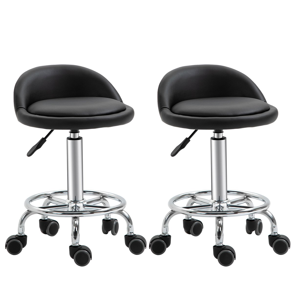 Tabouret de salon Revêtement synthétique Noir noir, HOMCOM