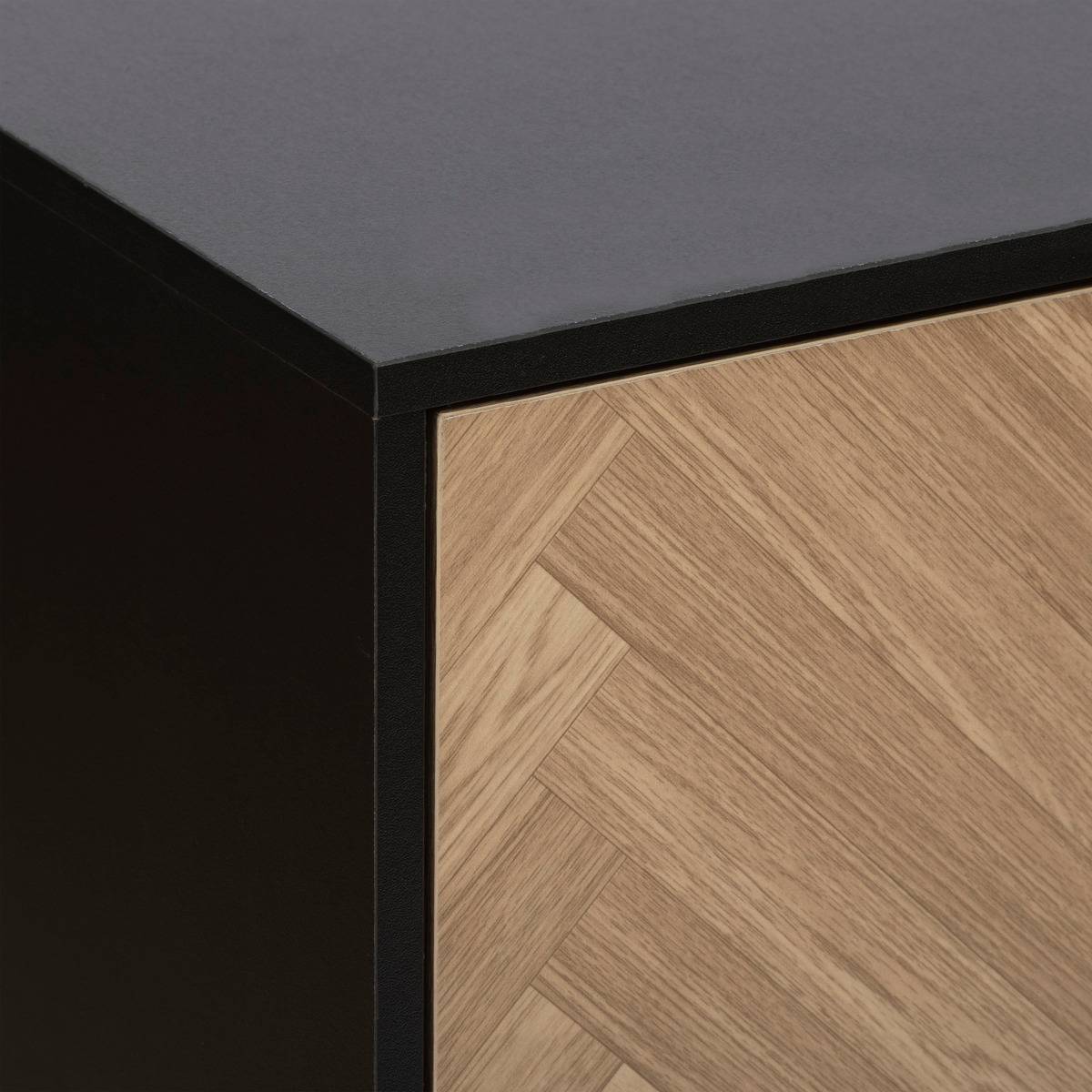 Étagère 9 cases avec portes effet chevrons CHEVRONS noir, 5FIVE SIMPLY SMART