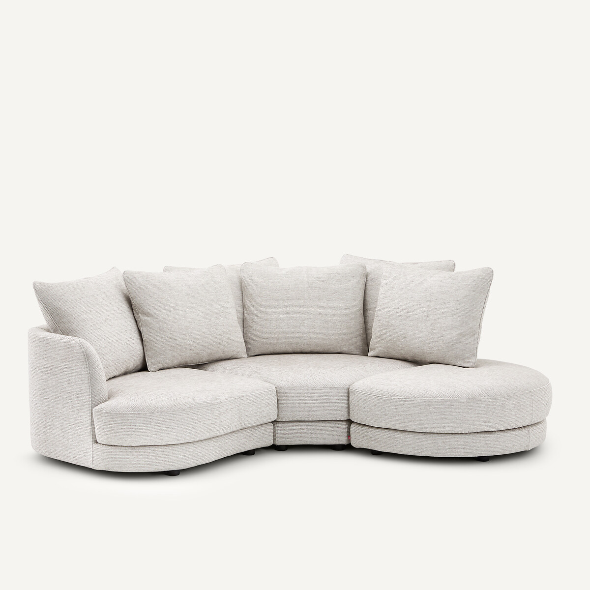 Demi-canapé gauche, arrondi, modulable en coton côtelé, TIBERIO gris moyen, AM.PM