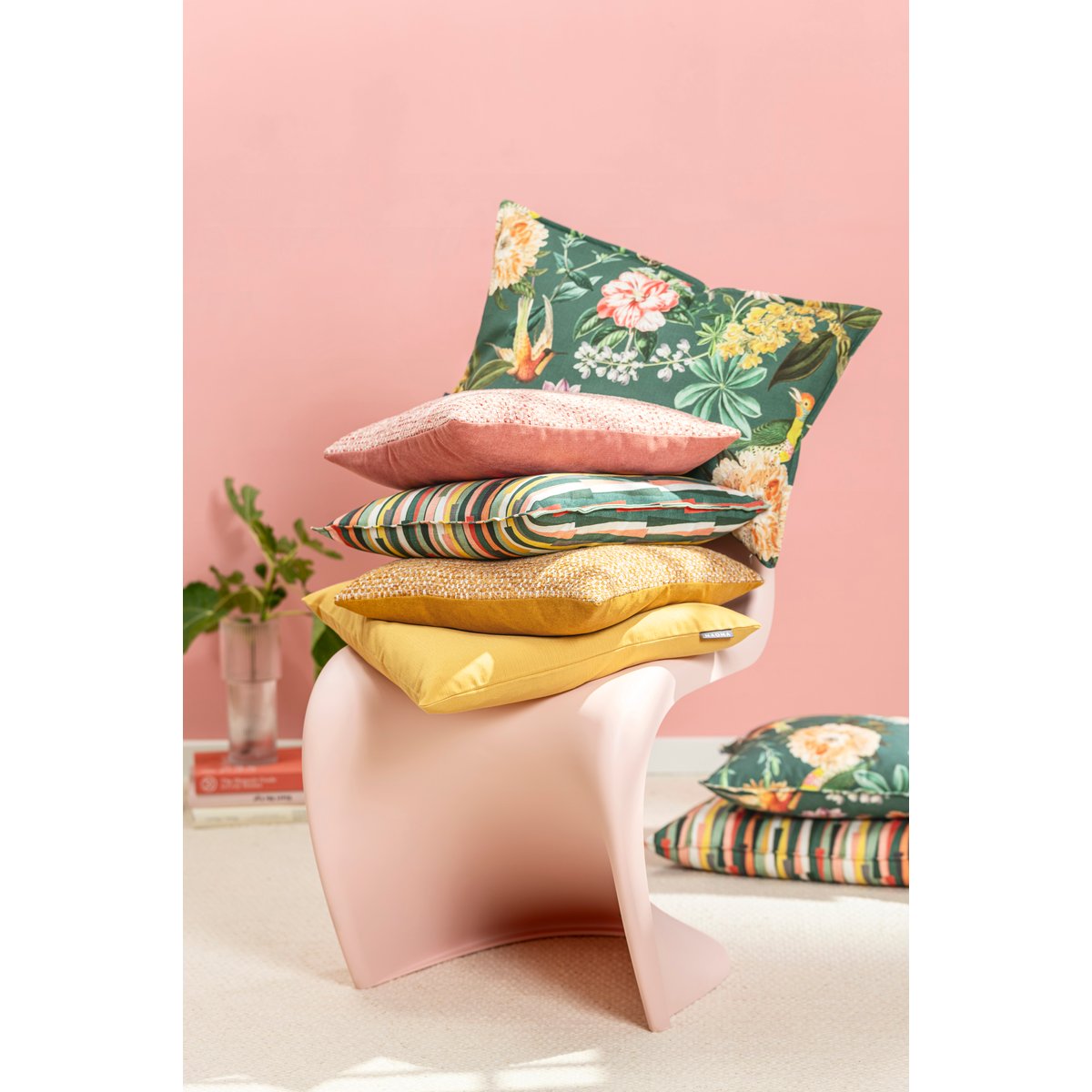 Lot de 2 housses de coussin motif floral imprimé AURELIA multicolore vert, MAGMA HEIMTEX