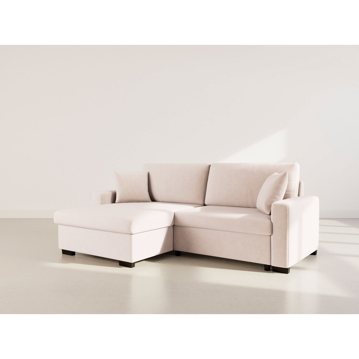 Canapé d'angle convertible velours côtelé, GISELE beige, BEST MOBILIER