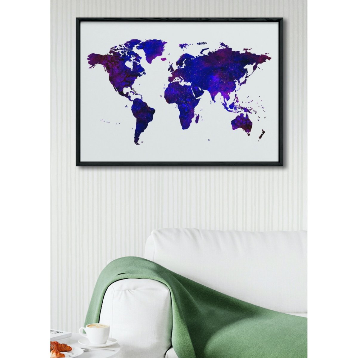 Poster Carte du monde 5 blanc, L'AFFICHERIE