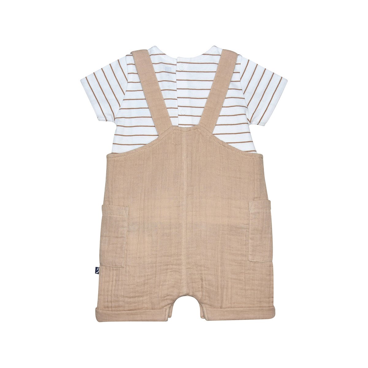 Tshirt salopette robbie court bebe beige, SUCRE D'ORGE