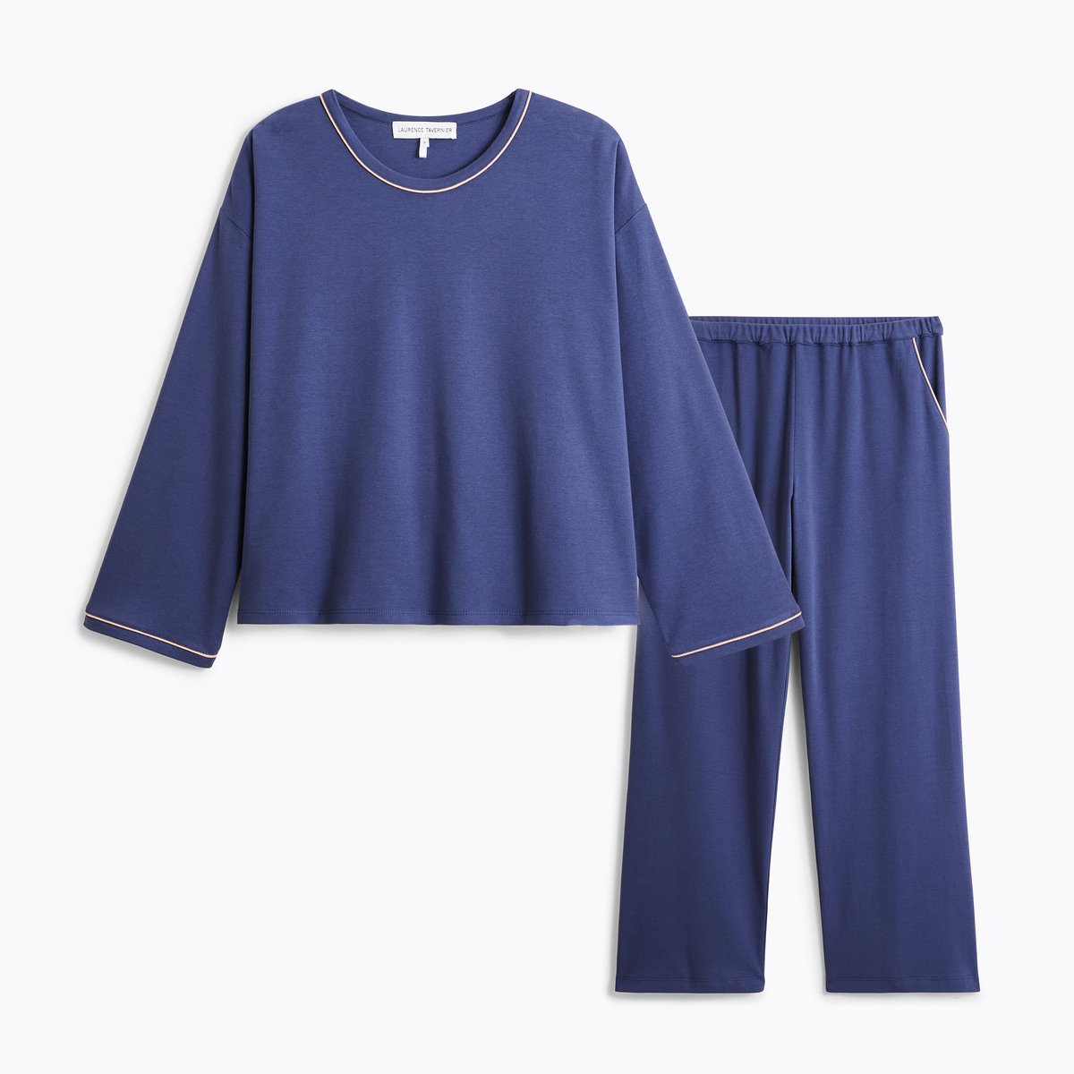 Pyjama col rond en coton MYSTÉRIEUSE marine, LAURENCE TAVERNIER