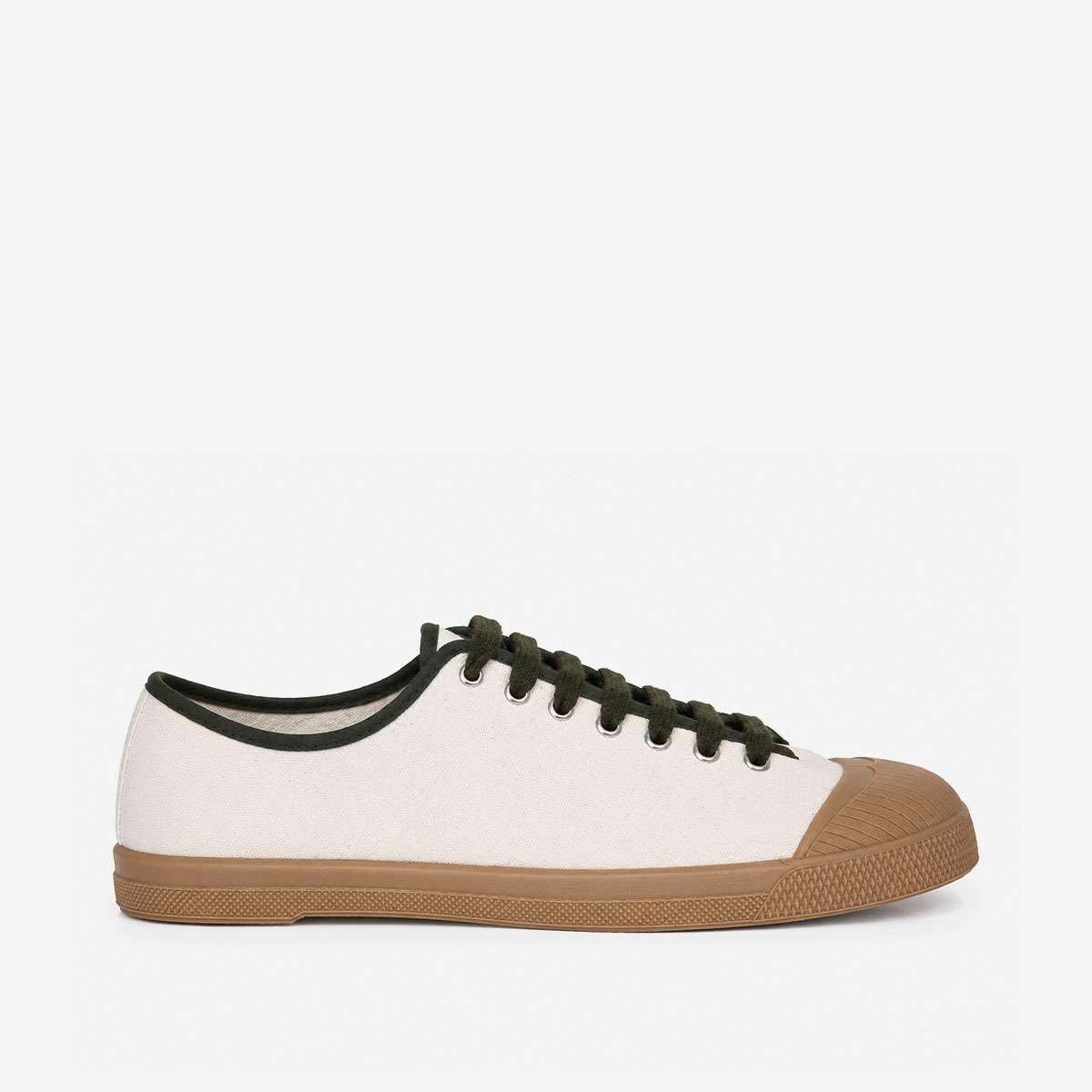 Tennis à lacets Boxe en coton ecru, BENSIMON