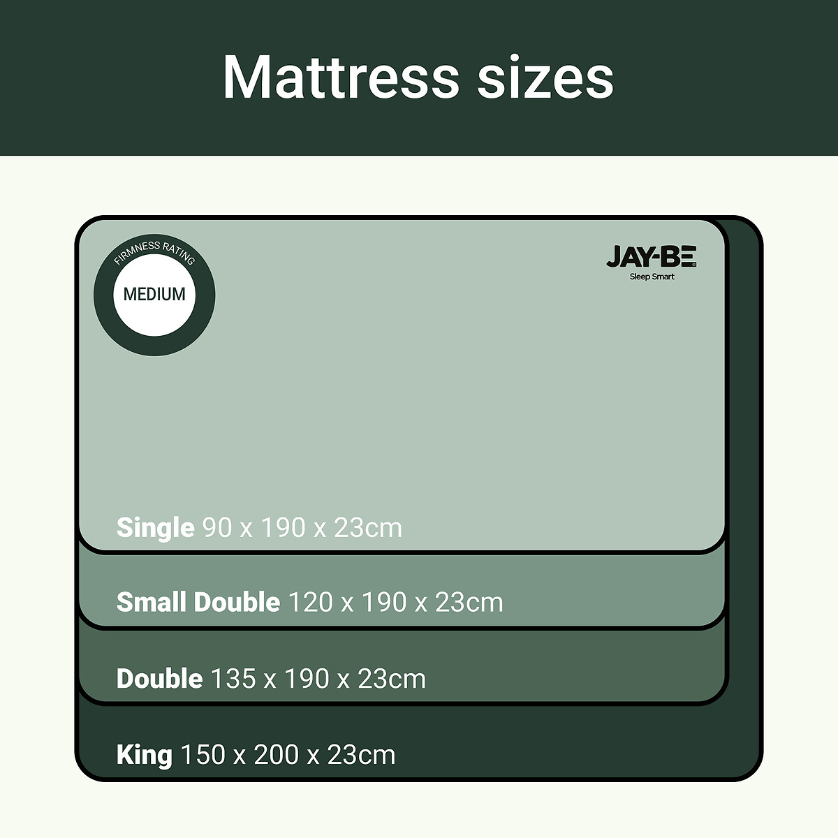 Jay-Be® Natural Fresh Bamboo Hybrid 2000 e-Pocket Mattress ecru/green, JAY-BE