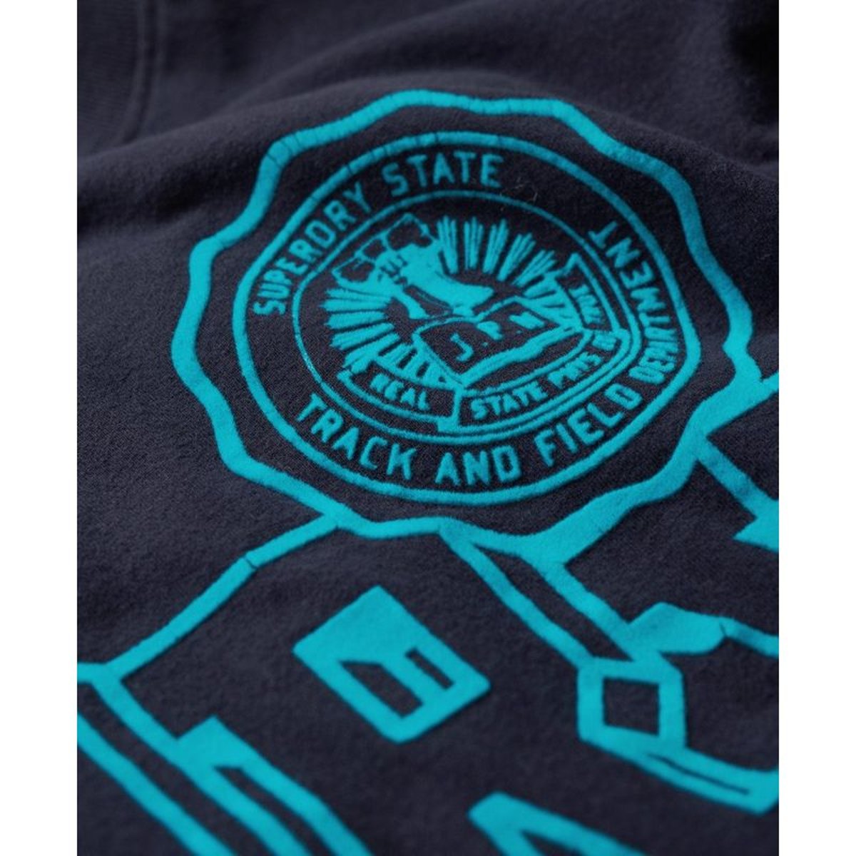 T-shirt ajusté floqué Varsity bleu marine intense, SUPERDRY