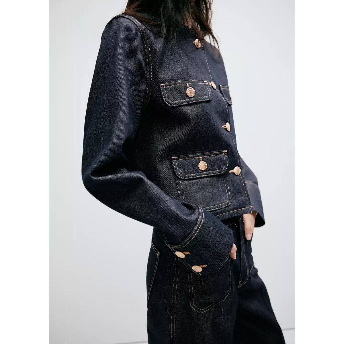 Veste denim poches bleu, MANGO