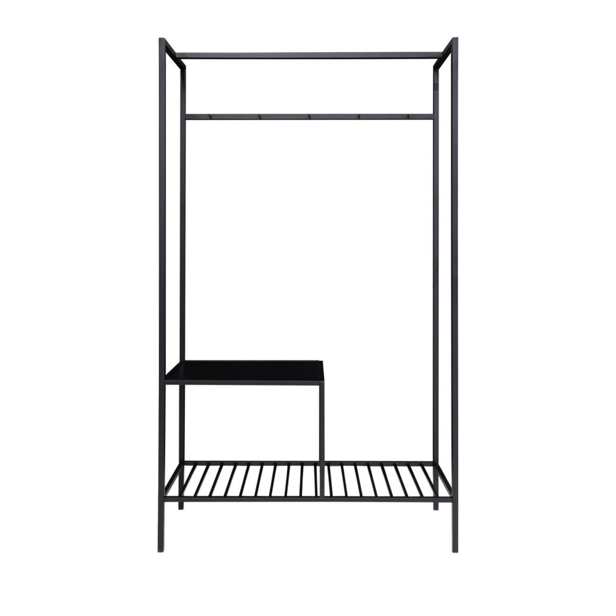 Vestiaire d’entrée en bois et métal avec 2 étagères- VITA noir, HOUSE NORDIC