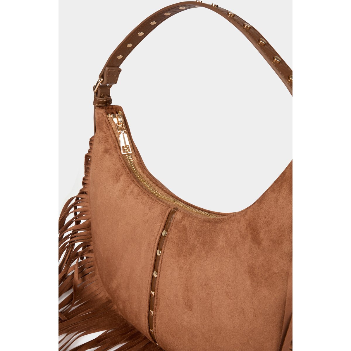 Sac franges suédine beige, MORGAN