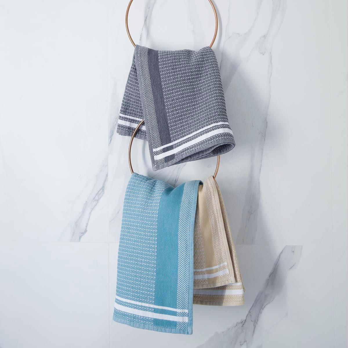 Serviette de bain 375 g/m², Duetto, Made in France adriatique, LE JACQUARD FRANCAIS