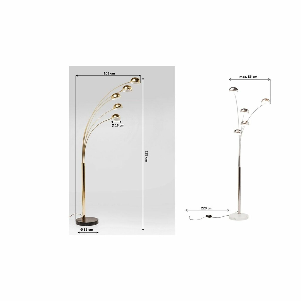 Lampadaire Five Fingers laiton doré, KARE DESIGN