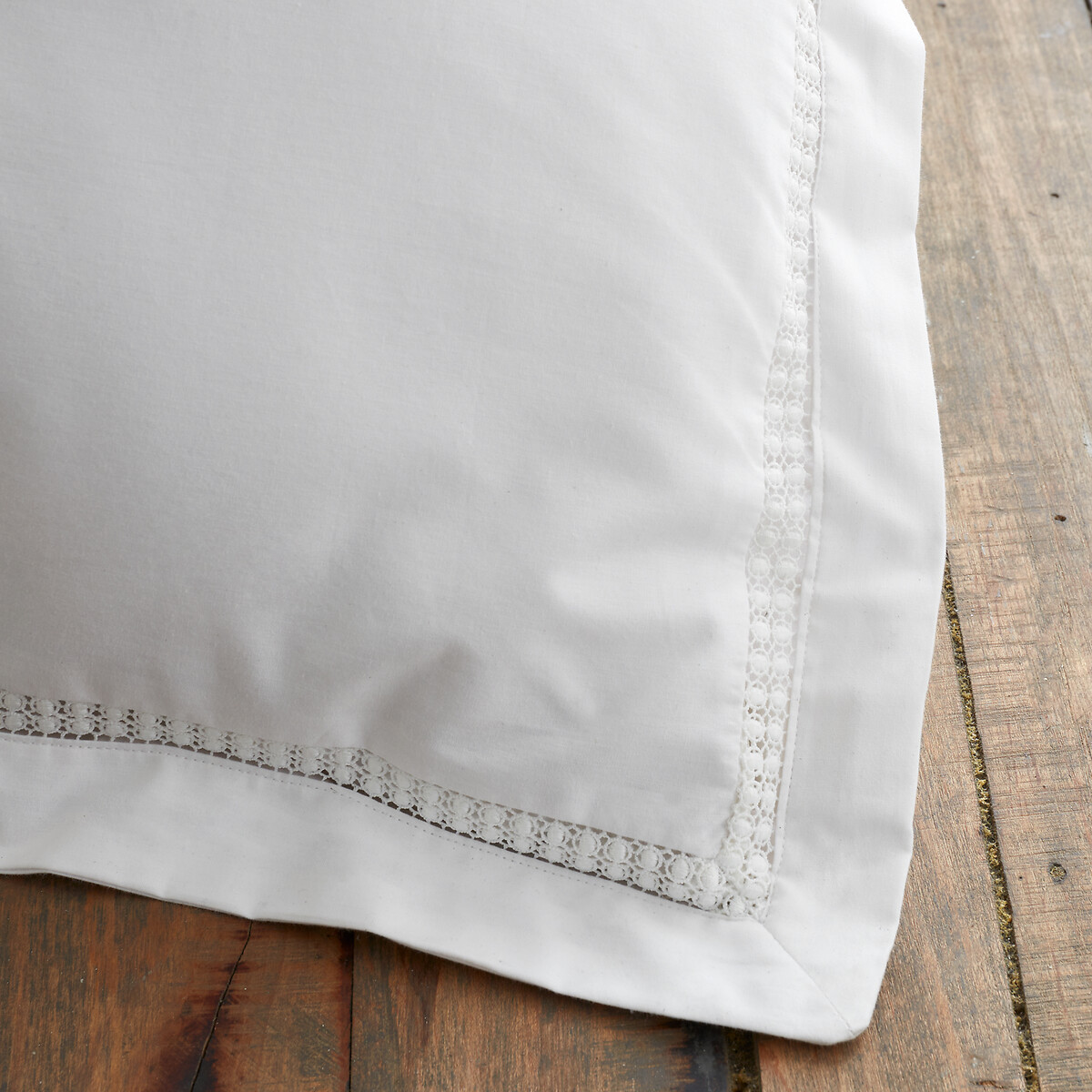 Oxford Lace Trim 200 Thread Count Cotton Duvet Cover and Pillowcase Set white, BIANCA FINE LINENS