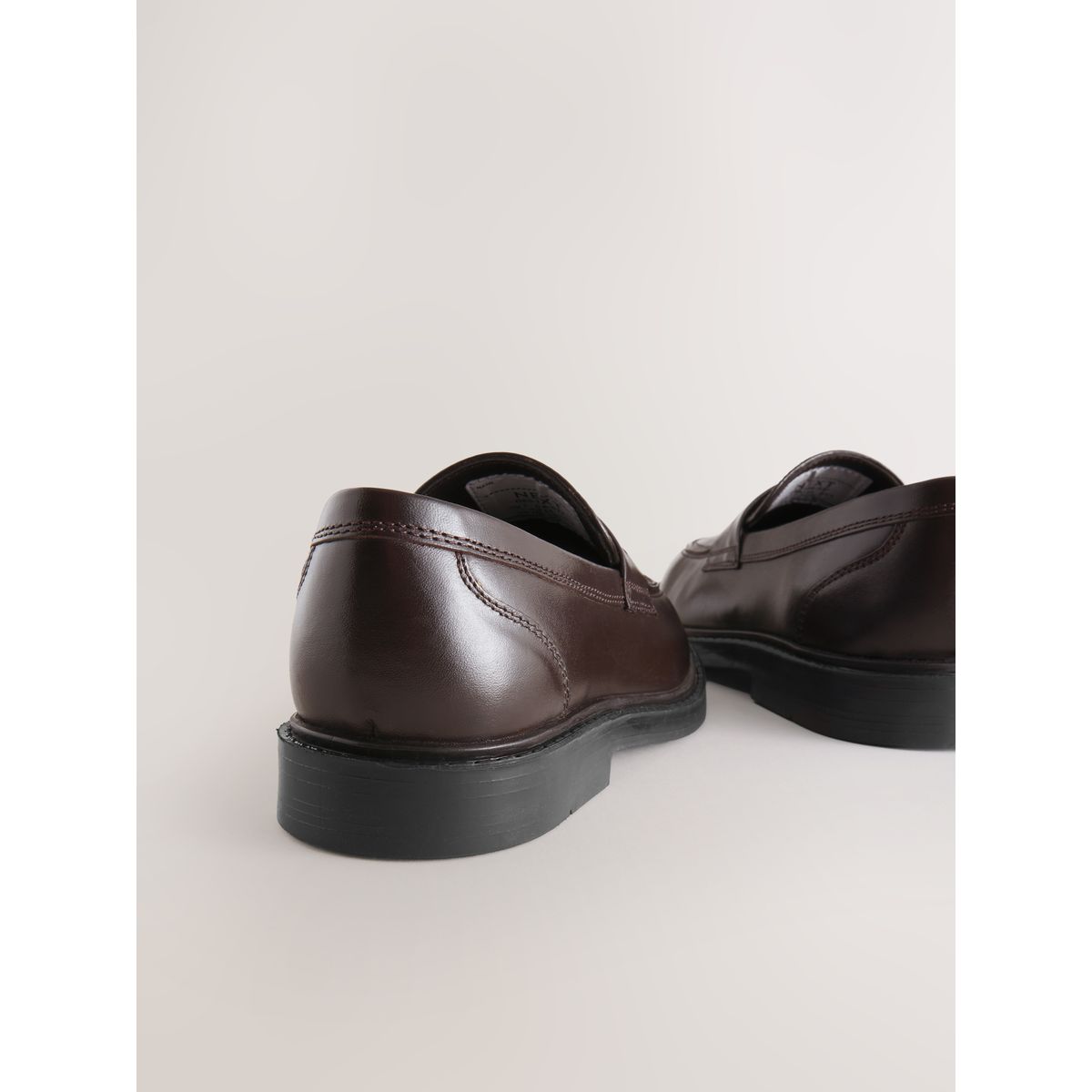 Mocassins habillés cuir brun chocolat, NEXT