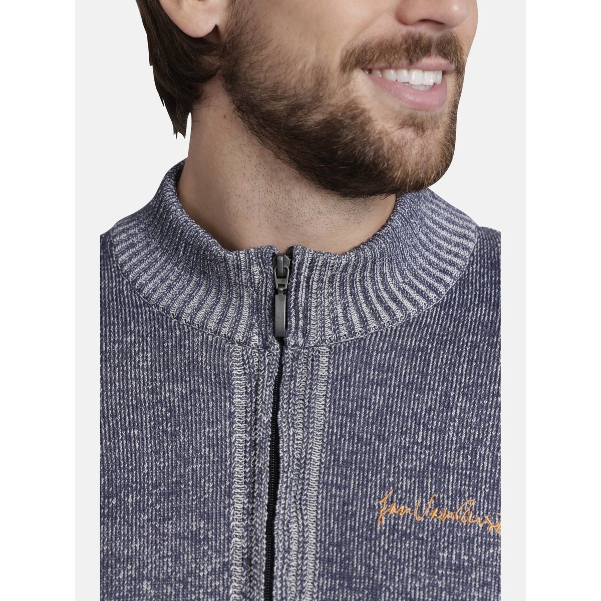 Gilet en maille INGRABAN bleu mélange, JAN VANDERSTORM