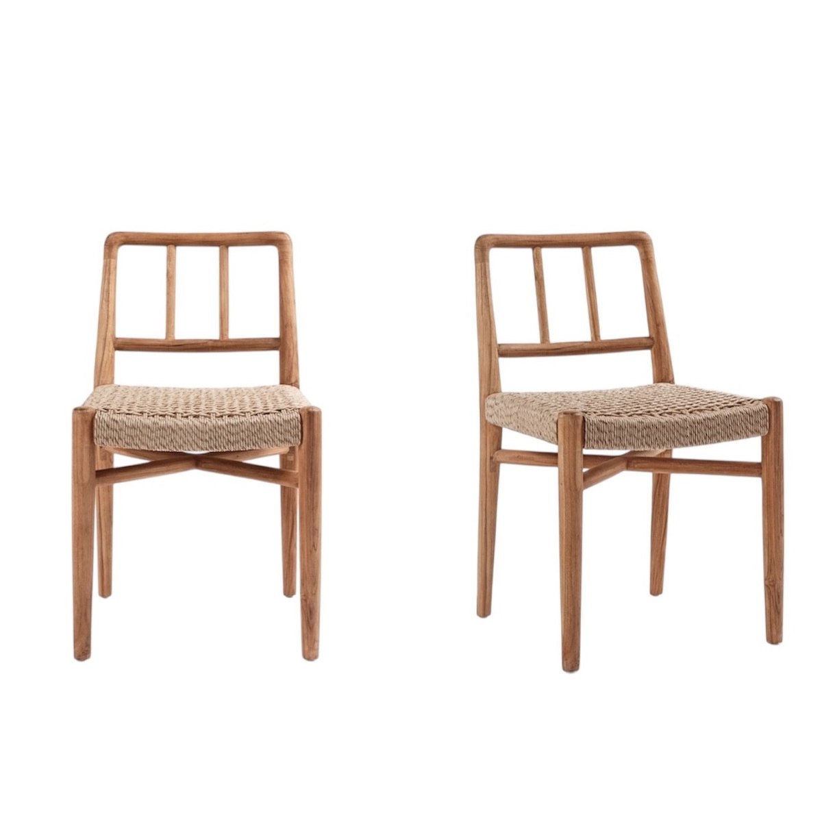 Lot de 2 chaises en teck et corde synthétique - HAVANA marron, MATHI DESIGN
