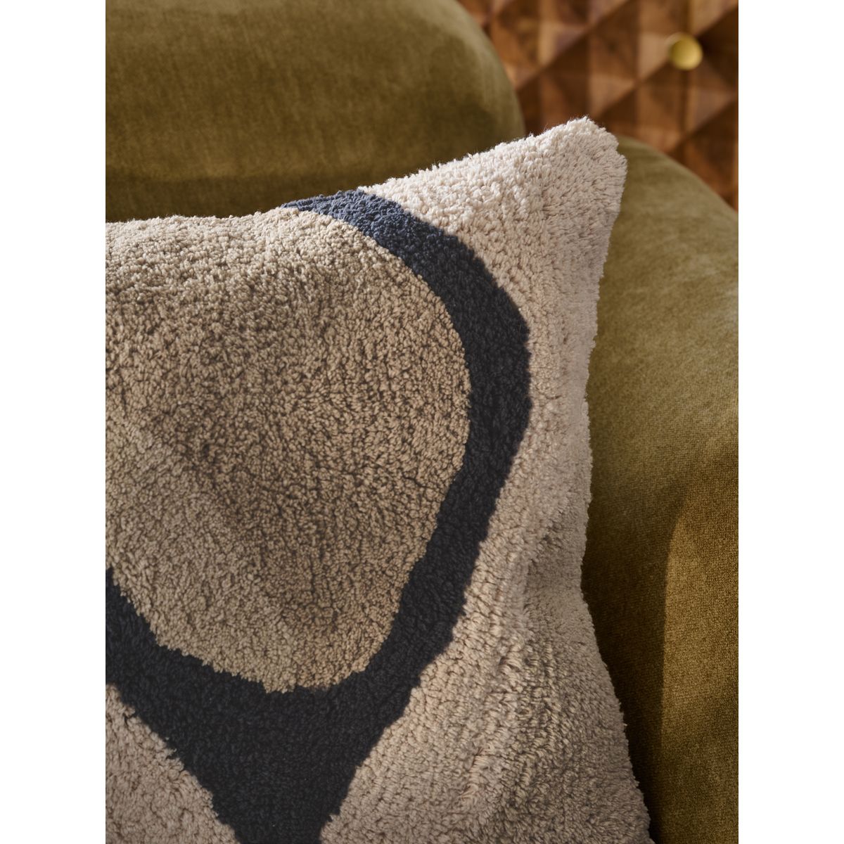 Coussin à motif rivière berbère abstrait noir/blanc, NEXT