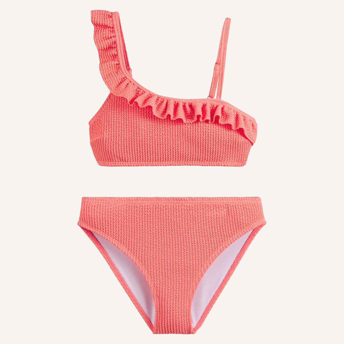 Bikini, wafeltricot koraal, LA REDOUTE COLLECTIONS