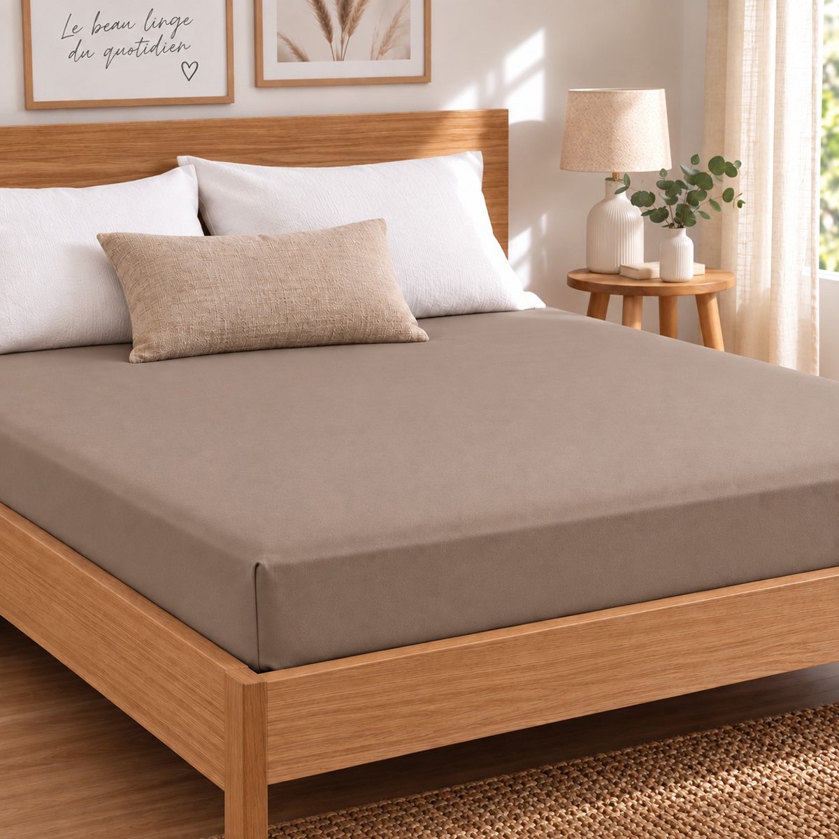 Housse de couette jersey extensible 100 % coton DOUCEUR gris, LINANDELLE