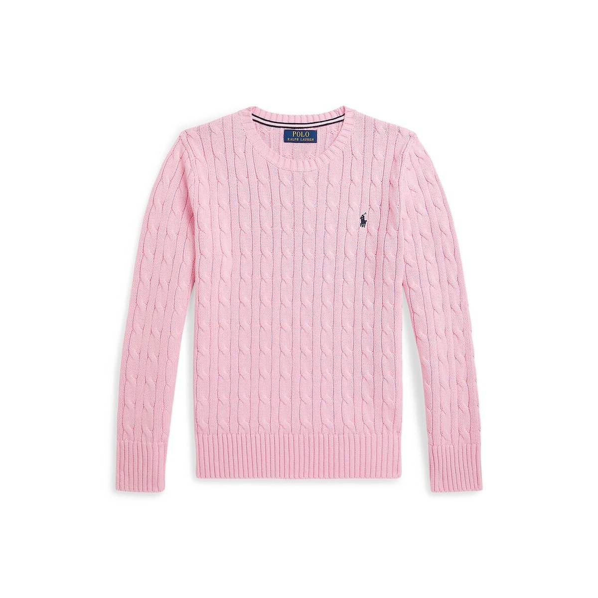 Pull col rond en maille torsadé, Cable rose, POLO RALPH LAUREN