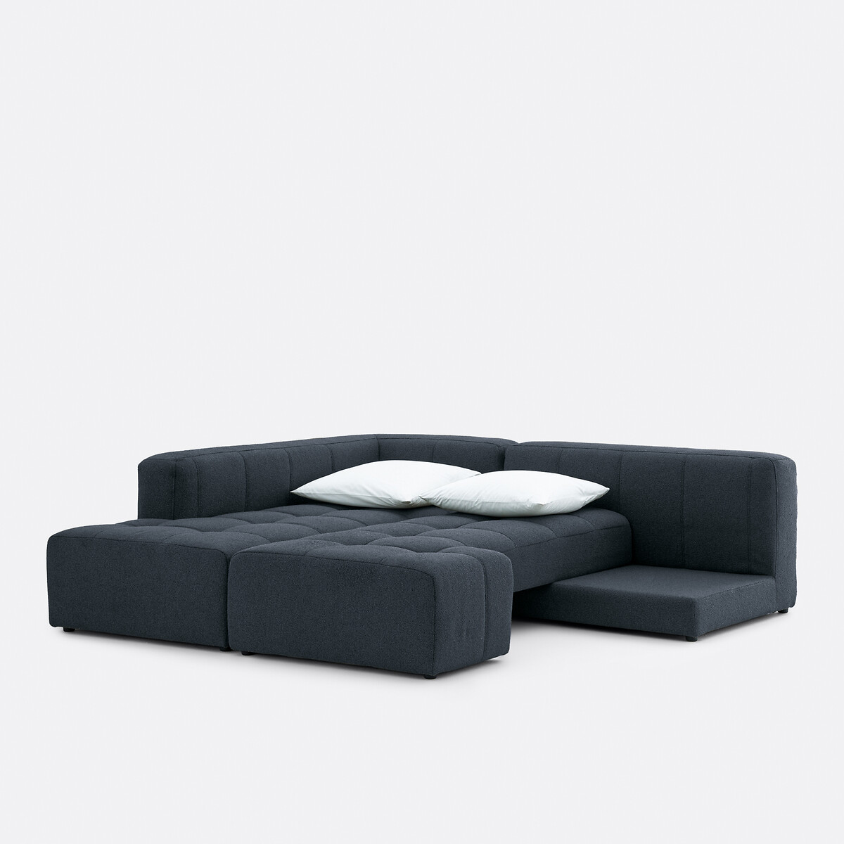 Hoekslaapbank links, fijne badstof, FANO blauw, LA REDOUTE INTERIEURS