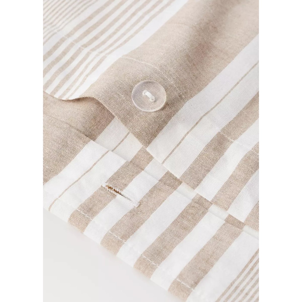 Housse de couette 100 % coton rayures Lit 135/140 cm tabac, MANGO HOME